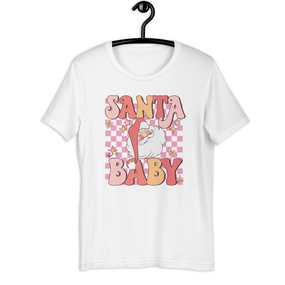 Adult Santa Baby - White and Pink Tee. NWOT